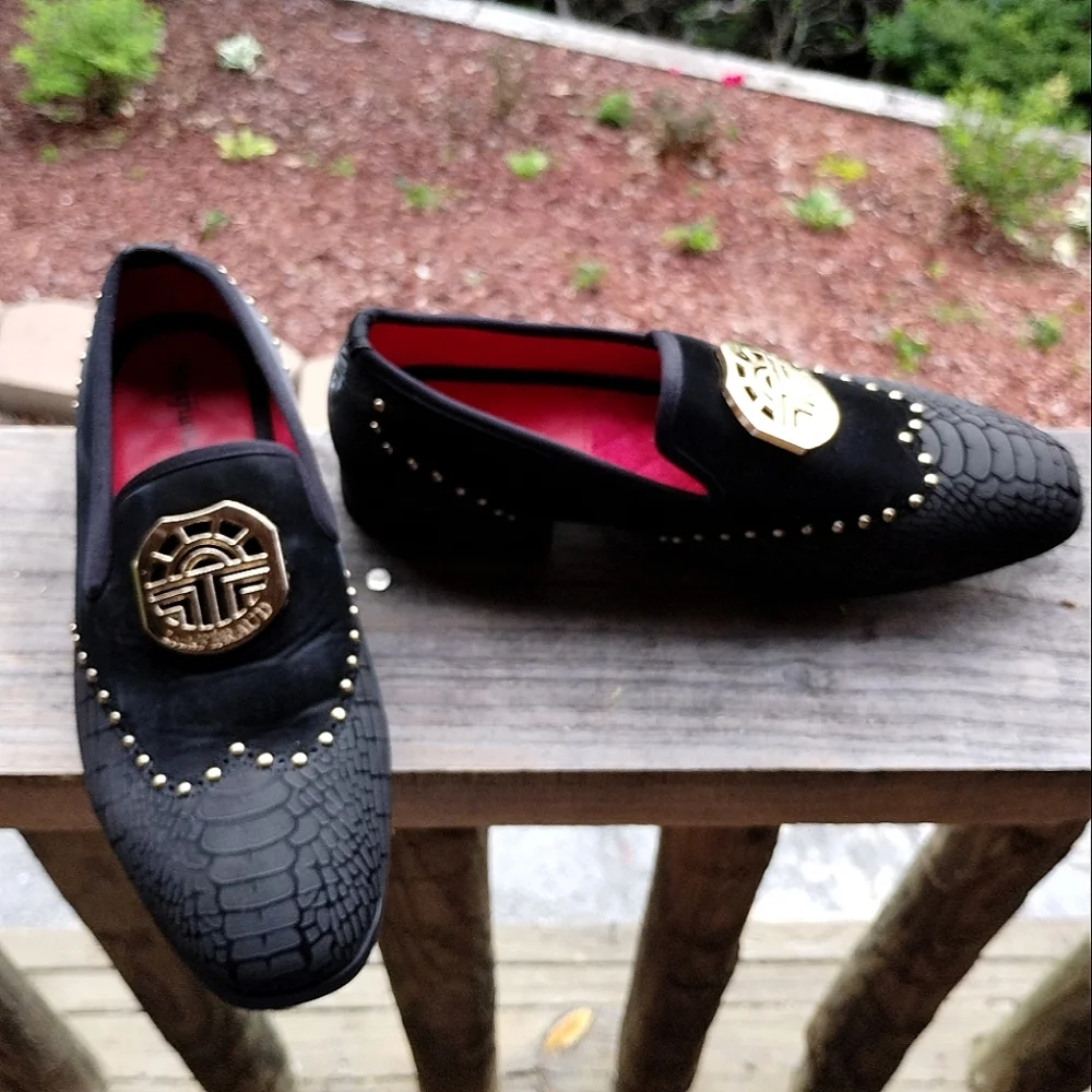 MEIJIANA Men's Vintage Leather Embroidery Noble Loafer Shoes Slip-on Siz…